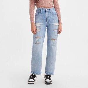 Levi's Ribcage Straight Ankle Denim Jeans in Blue Light Indigo Women’s Size 32